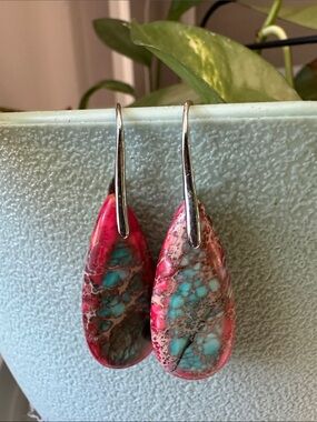 Cape Diablo Pink and Turquoise Teardrop Earrings